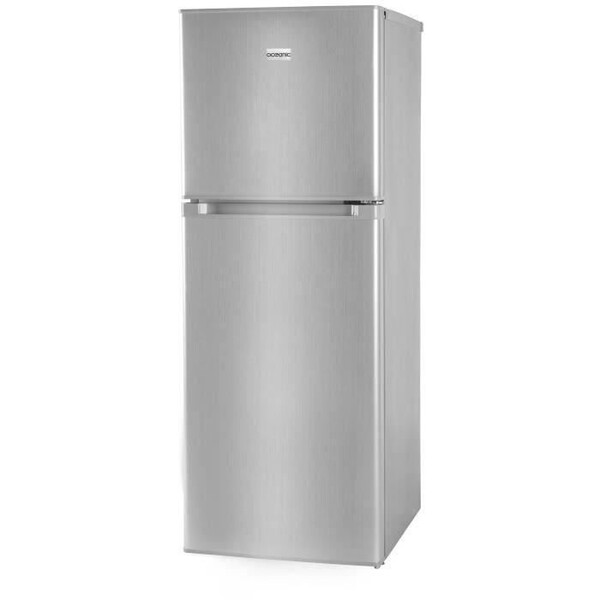 OCEANIC OCEAF2D134S-Réfrigérateur-134L (95L + 39L)-2 portes-Congélateur haut-Froid statique-A+-L 48 x H 126,5 cm-Silver