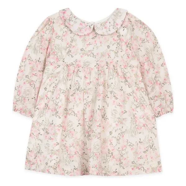 Robe Fleurie Col Claudine | Vert kaki