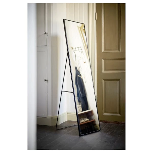 KARMSUND Miroir sur pied - noir 40x167 cm