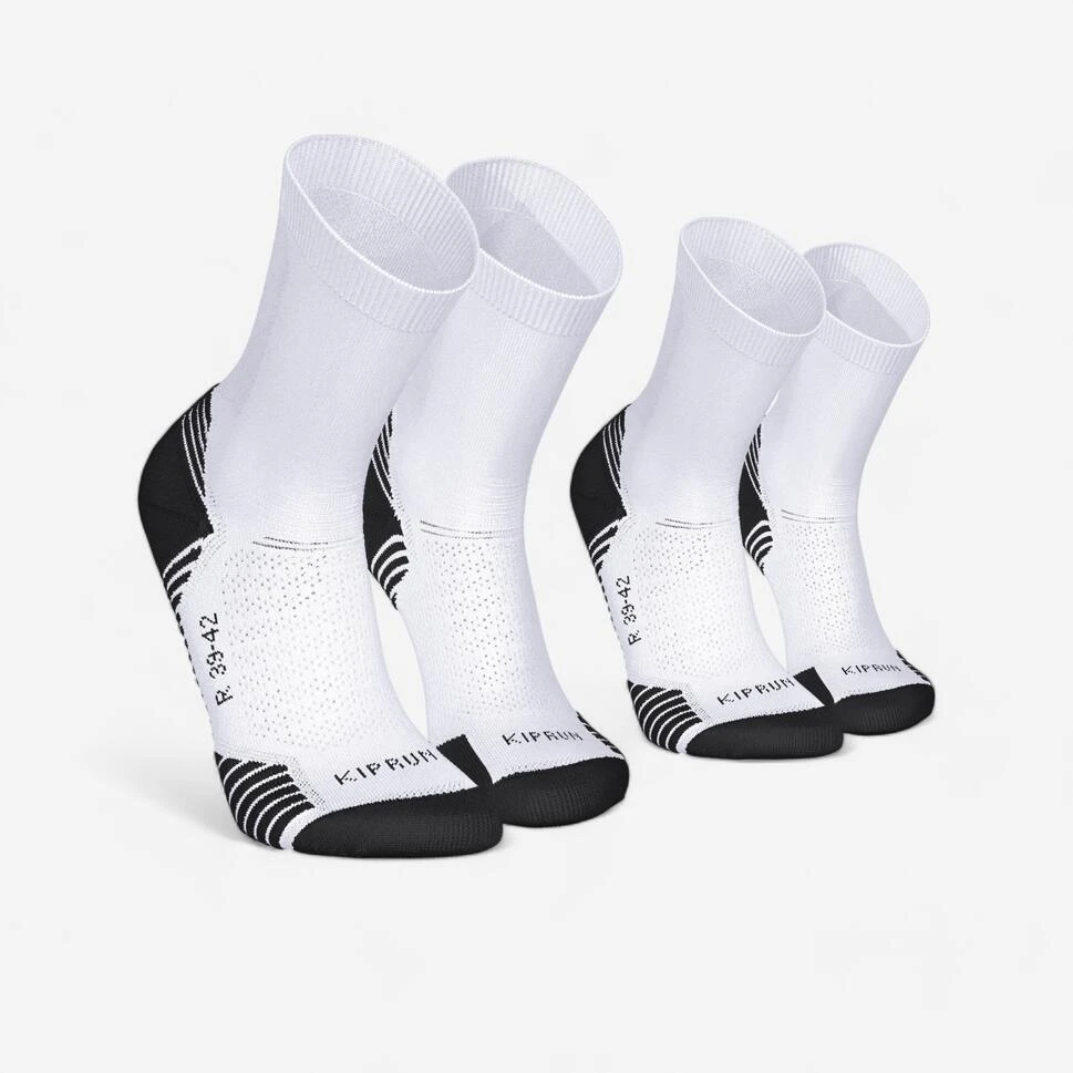 Lot de 2 paires de chaussettes de running run500 epaisses mi-mollet