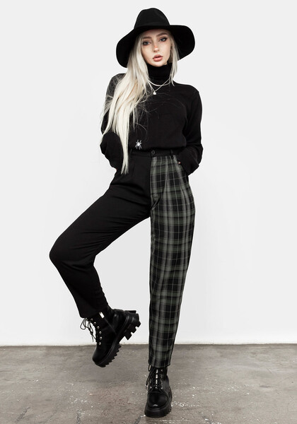 Checkmate High Waist Tapered Trousers