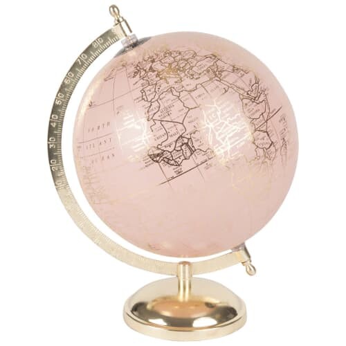 Globe terrestre carte du monde rose et doré CLEMENCE ROSY | Maisons du Monde