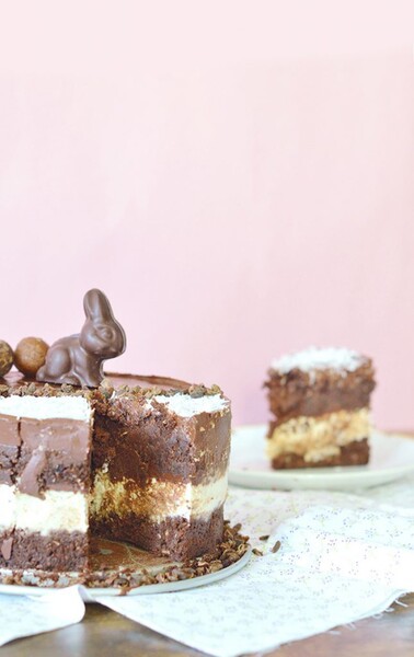 Layer cake vegan : génoise au chocolat et crème à la noix de coco (sans gluten)