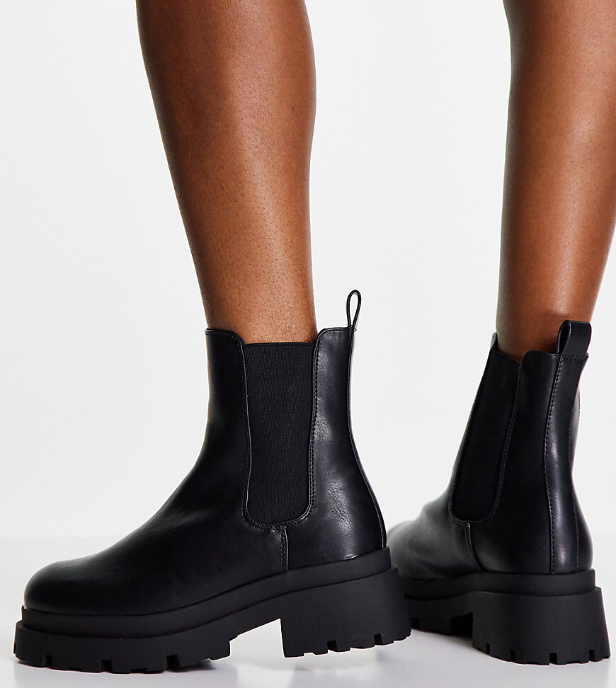 ASOS DESIGN Wide Fit - Archer - Bottines Chelsea chunky - Noir