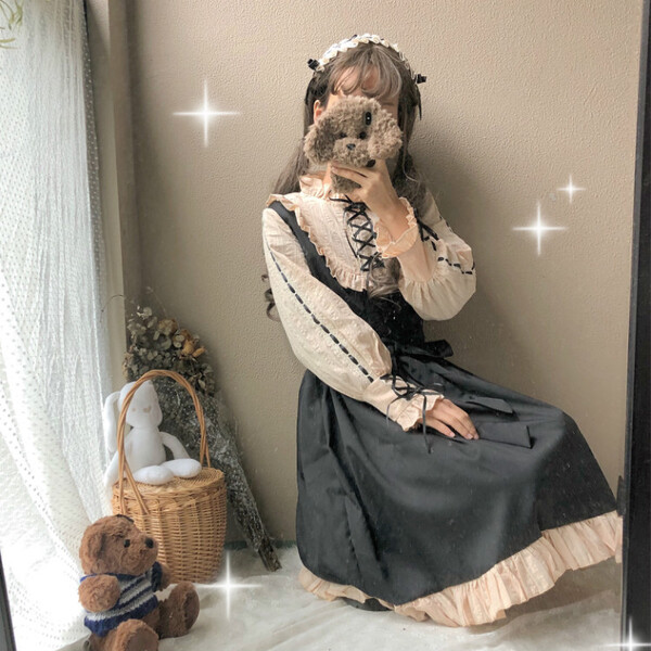 Robe gothique à volants pour filles, tenue de soirée, Style Lolita, Harajuku, japonais, coréen, nœud à bande, Patchwork, Kawaii