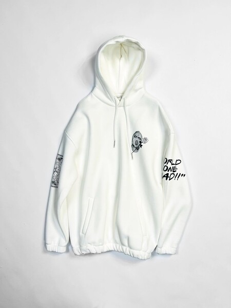 Oversize Masked Man Hoodie in Weiß