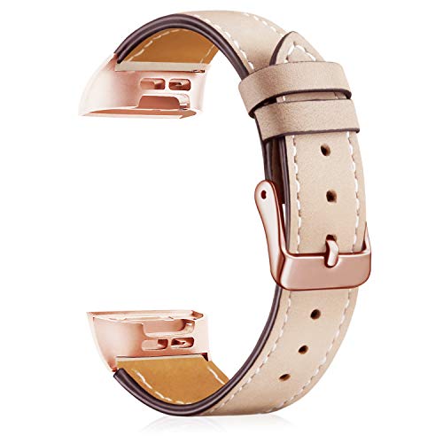 Bracelet en cuir véritable pour montre connectée Fitbit Charge 4/3 - Bleu - Téléphonie