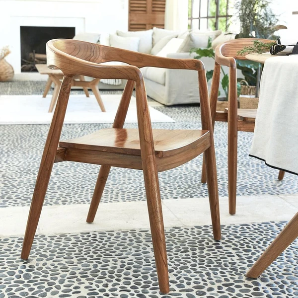 IVANO - Chaise en teck avec accoudoirs - bois foncé