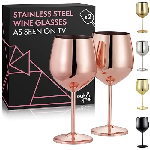 OS Oak & Steel ENGLAND Verres À Vin Élégants En Acier Inoxydable Dorés (Or Rose)