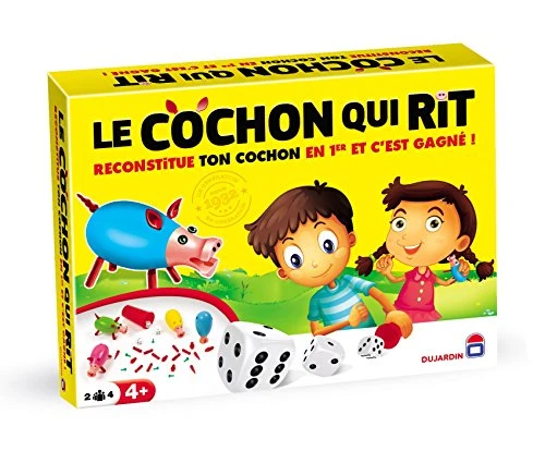 Dujardin – Le Cochon Qui rit à 4 – Jeu de société – Reconstitue Ton Cochon Le Premier –A Jouer en Famille et Entre Amis – A Jouer en Famille – 2 à 4 Joueurs – Dès 4 Ans