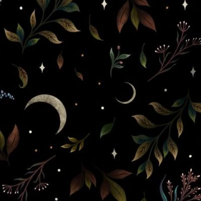 Crescent Moon Garden Fabric | Spoonflower