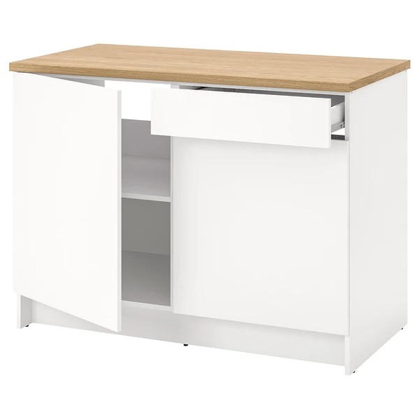 KNOXHULT Élément bas avec portes et tiroir - blanc 120 cm