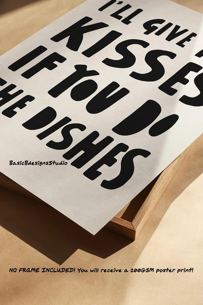 Je vous ferai des bisous si vous faites la vaisselle | Créateur original ! Impression typographique| Décoration murale de cuisine | Faire la vaisselle Poster