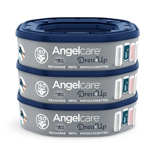 Angelcare - 3 Recharges Poubelle à Couches – Octogonale – Anti Odeur - Dress Up - Fabriqué en France