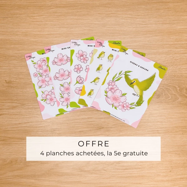 Oiseaux & Sakura  - Stickers C7