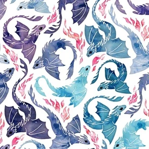 Dragon fire turquoise & purple Fabric | Spoonflower