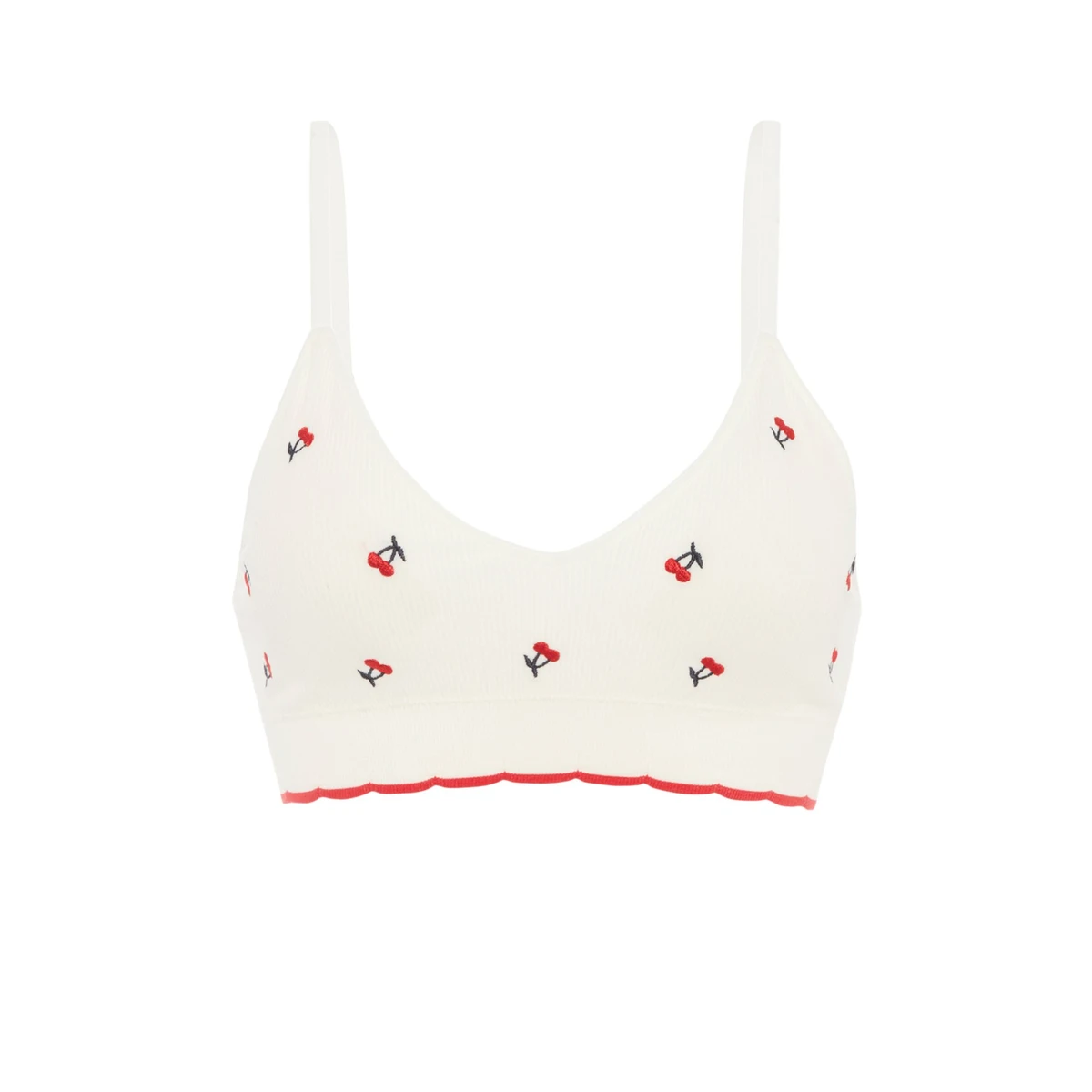 Soutien-gorge triangle en seamless broderies cerise