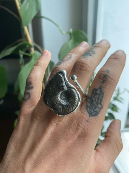 Fossil Schnecken Silbernerring