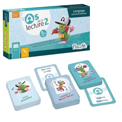 Placote – L'as de la lecture 2, Jeu éducatif 5½ ans à 8½ ans - PLA26, Bleu et Blanc