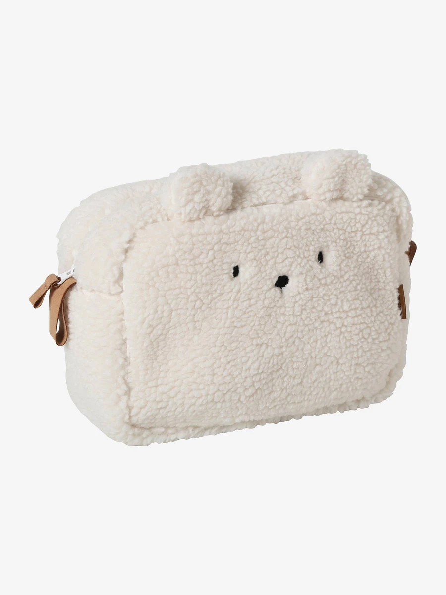 Trousse de toilette en sherpa Ourson PETIT NOMADE ivoire - Vertbaudet