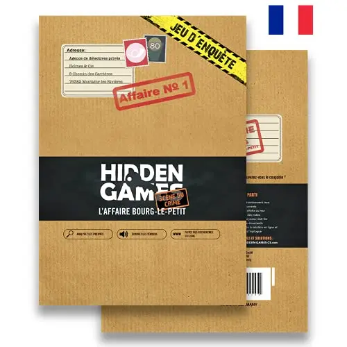 Hidden Games Scène du Crime - Affaire n° 1 - l'affaire BOURG-Le-Petit - Française - Jeu de scène de Crime réaliste, Jeu de détective passionnant, Jeu d'Escape Room