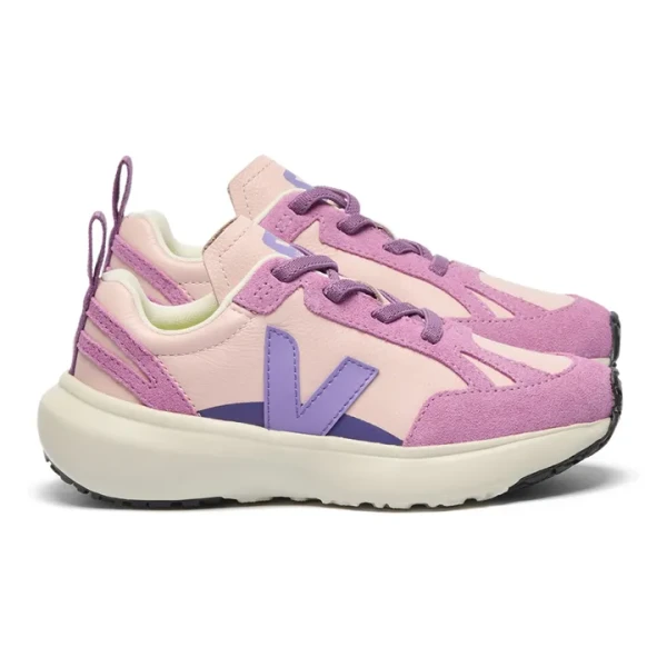 Veja - Baskets Lacets Elastiqués Small Canary Light Cuir O.T. - Rose | Smallable