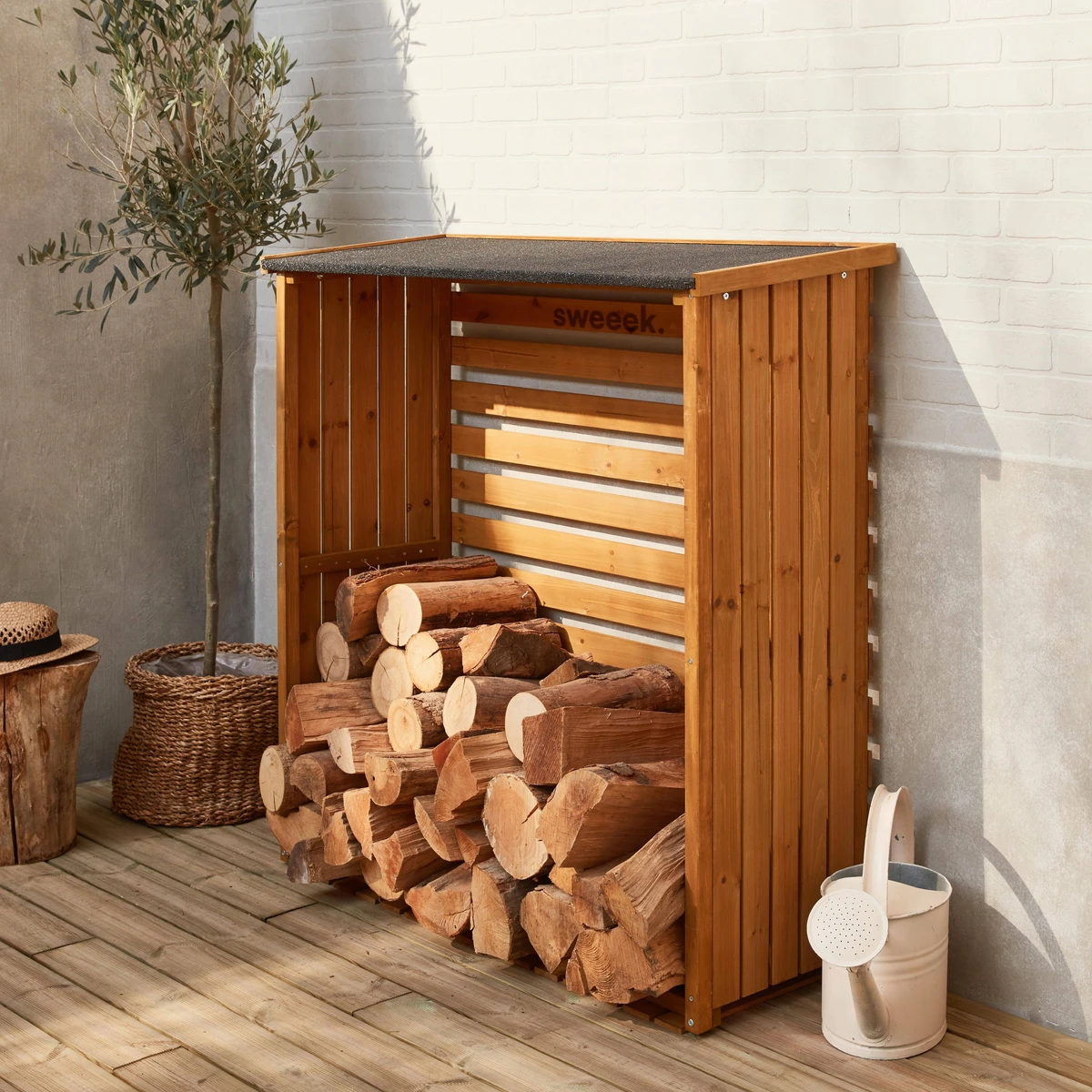 Abri bûches bois de sapin 120cm