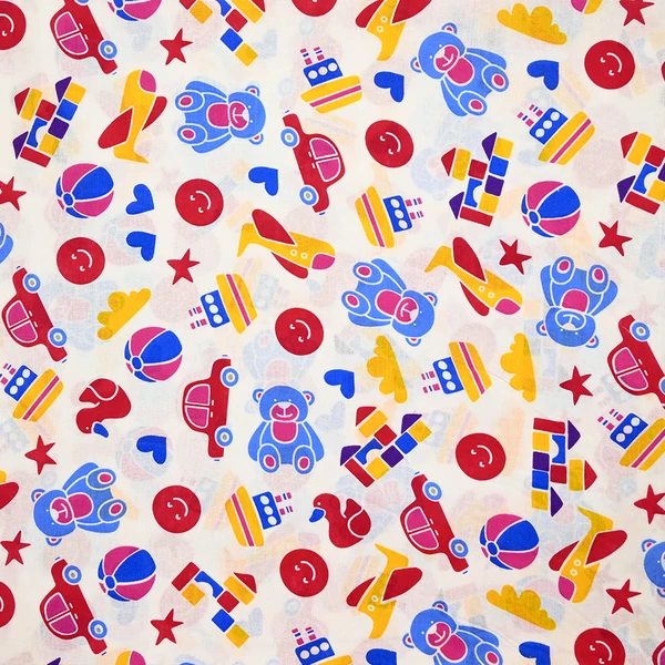 Coton imprimé jouets pour enfants fond blanc