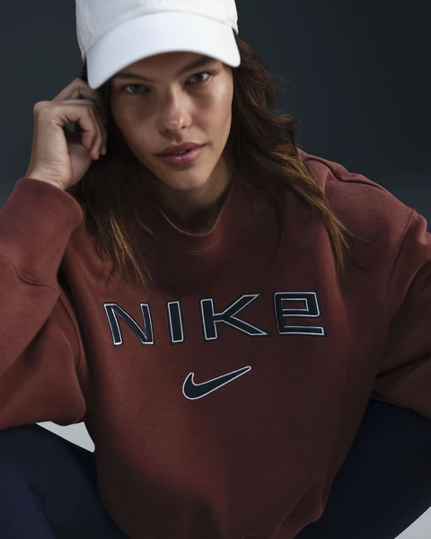 Sweat ultra-oversize à col ras-du-cou et logo Nike Sportswear Phoenix Fleece pour femme
