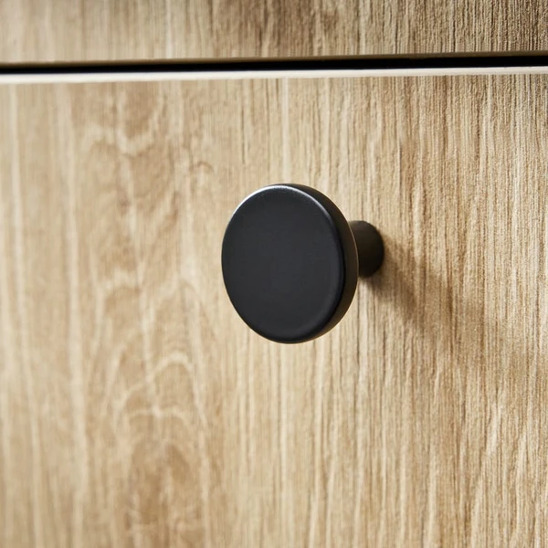 4 boutons de meuble ronds Benny, aluminium noir peint, Diam.25 mm