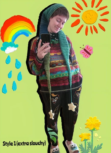 Slouchy Clowncore Aesthetic Hat Sensory Friendly Jester Costume Soft Kidcore Gift Warm Colorful Harajuku Clothing Cozy Handmade Fun Fashion