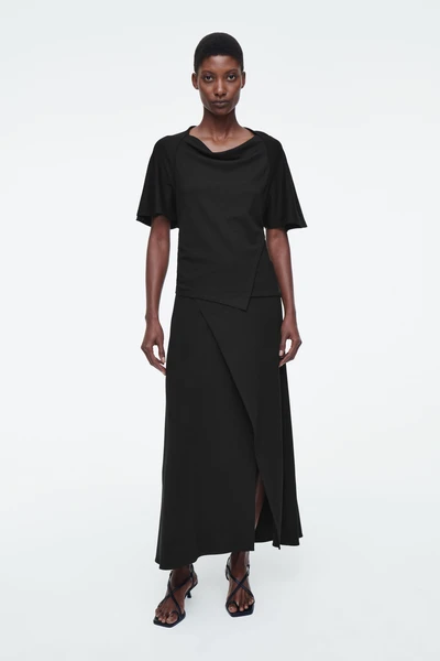 JERSEY WRAP MIDI SKIRT