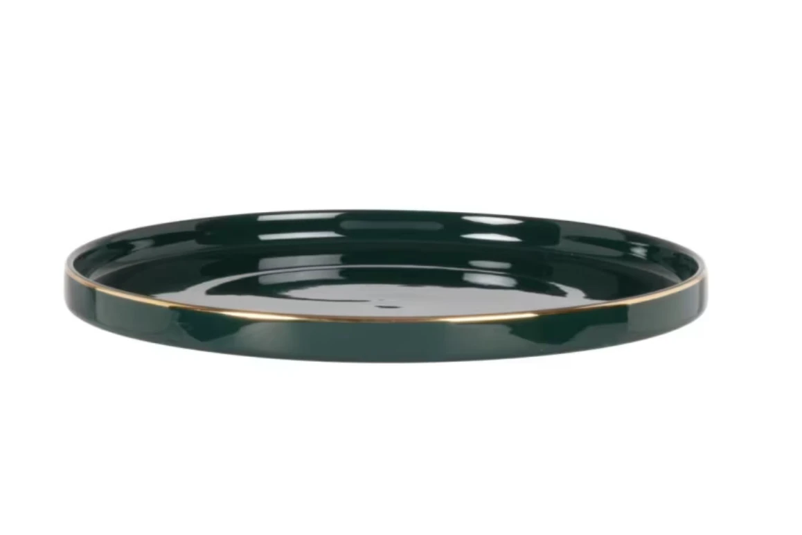 Lot de 6 - Assiette à dessert en porcelaine verte et dorée