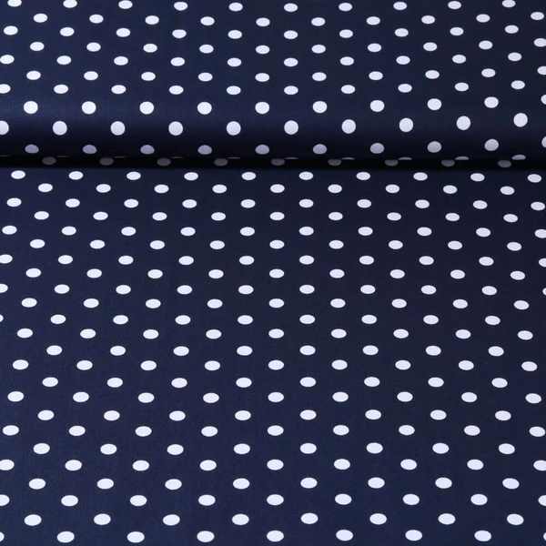 Popeline de coton Benno - Pois XL Marine Blanc