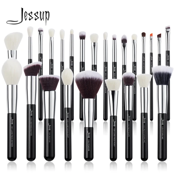 Jessup – ensemble de pinceaux de maquillage professionnels synthétiques naturels, fond de teint, poudre, mélange de Contour, ombre à paupières, 15-25 pièces - AliExpress 66