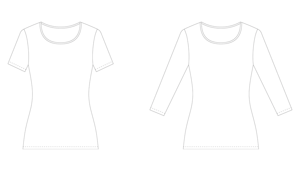 Primo fitted t-shirt sewing pattern - Plus sizes 0 to 32