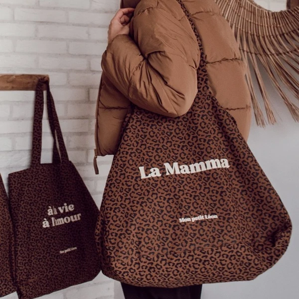 Cabas XXL Léopard Marron Foncé La Mamma