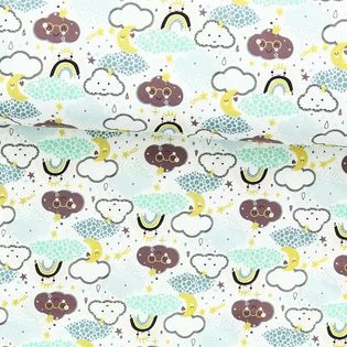 Tissus jersey - Nuage lilas à paillettes | Rascol