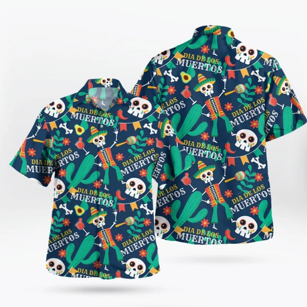 Día de los Muertos Hawaiian Shirt – Mexican Skull Holiday Button-Up | Tropi Hawaiian Shirts Store