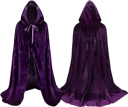 Proumhang Cape à Capuchon Velours Enfant Vampire Magicien Déguisement Costume Halloween Noël Easter Carnaval Violet L