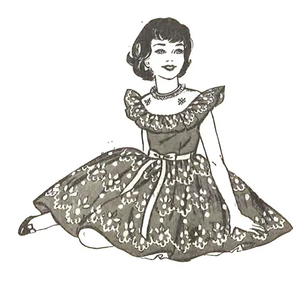 Modèle vintage des années 1950, robe de soirée à froufrous pour enfant - Buste 23 » (58,4 cm)