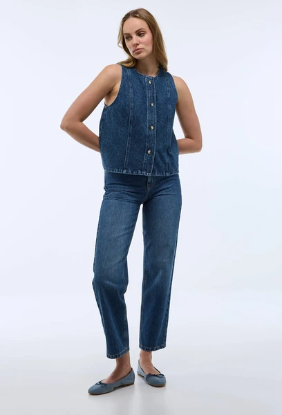 Top sans manches en denim en coton BIO GOTS