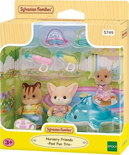 Sylvanian Families - Le Trio des bébés à la Piscine - 5749 - Figurines Prêt-à-Jouer - Mini Poupées