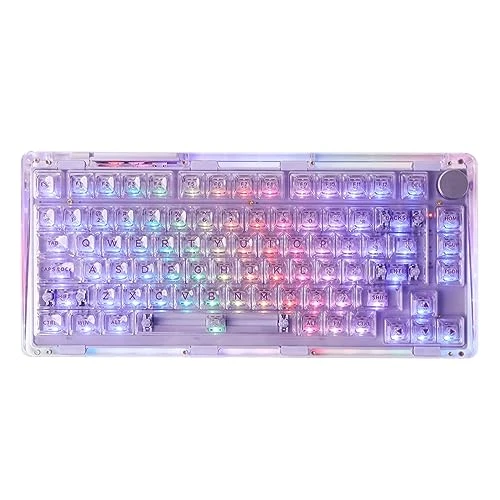 KiiBoom Phantom 81 V2 75% Clavier mécanique monté sur Joint en Verre mis à Jour, Clavier de Jeu NKRO Triple Mode avec RVB orienté sud, Touches Transparentes, Batterie de 4000 mAh pour