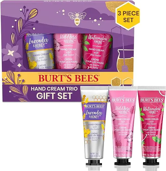 Burt's Bees Coffret cadeau crème mains réparatrice parfumée, 3 pièces, lavande et miel, rose sauvage & baies, pastèque et menthe, 3 x 28,3 g