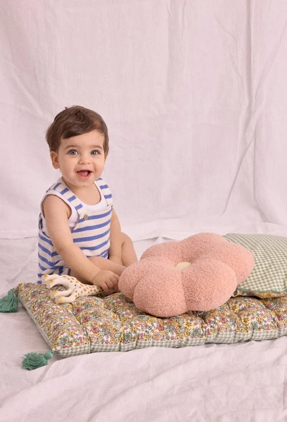 Barboteuse rayée à bretelles en coton, certifié OEKO-TEX