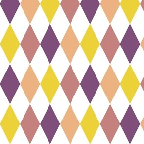 Harmonious Harlequins - mustard, mauve, Fabric | Spoonflower