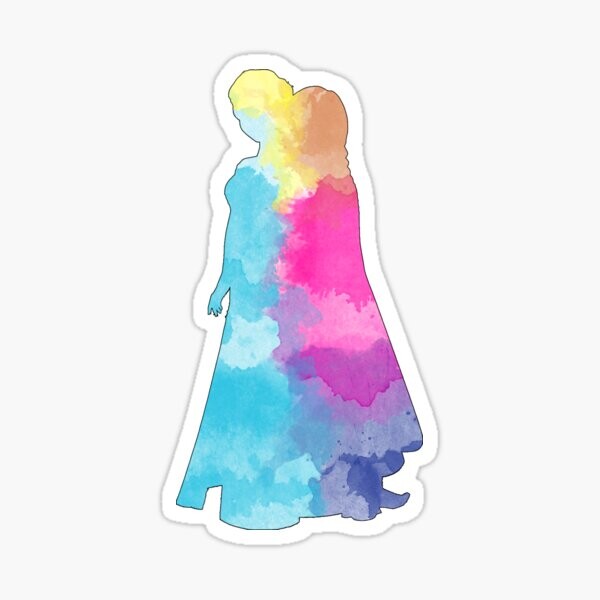 Silhouette aquarelle de deux princesses | Sticker