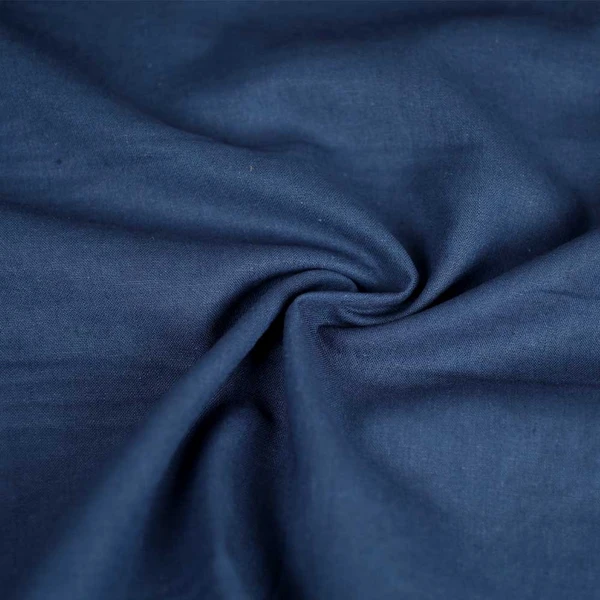 Tissu lin et coton Vic uni - marine | Tissu pour couture d'habits en fibres naturelles
