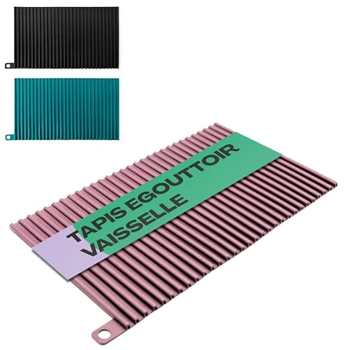 NetroxHome® Tapis d'égouttage en plastique de haute qualité, 30x18 cm, écologique, résistant à la chaleur et antidérapant, tapis d'égouttage pour la vaisselle (rose)